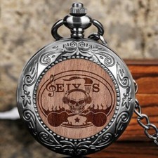 Vintage Pendant Pocket Watch Skull Quartz Analog Watches Necklace Pendant Chain