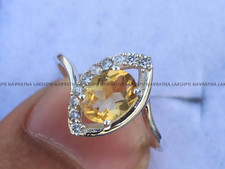 Oval Cut Simulated Citrine Bypass Shank Women Engagement Ring s925 14kW/G Plated