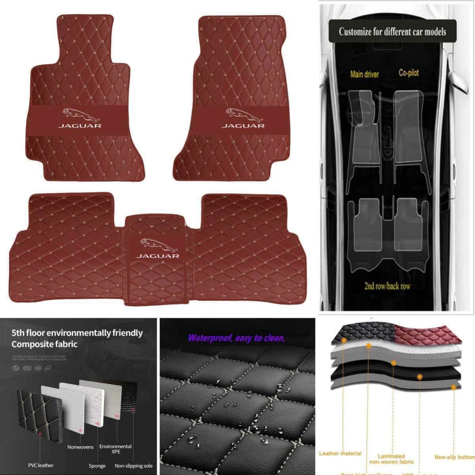 For Jaguar Car Floor Mats Waterproof Carpet Custom Liners All Weather Pu Leather - Image 2 of 4