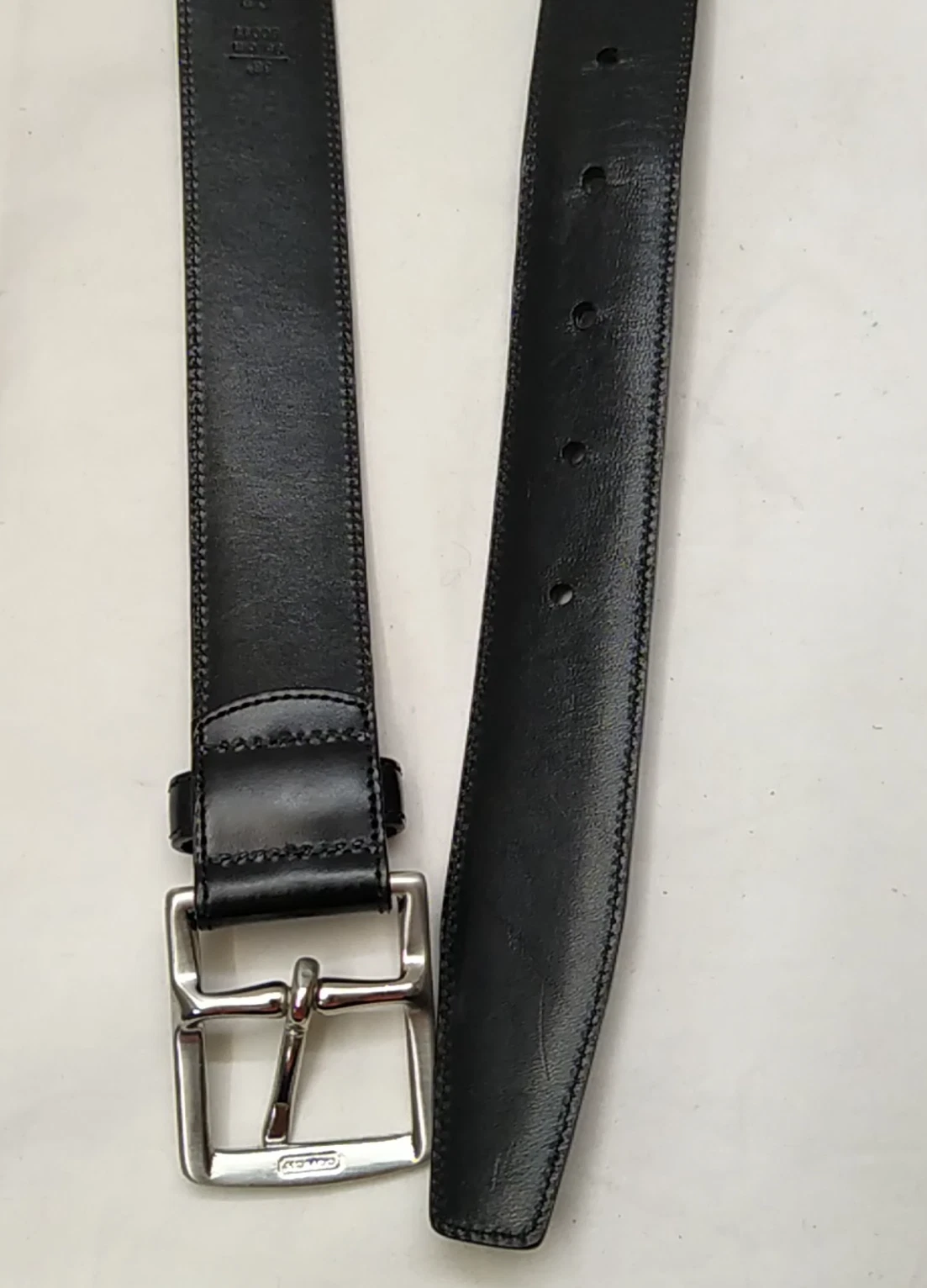 Cintura uomo Coach nera con cinturino in pelle fibbia tono argento taglia 36 37