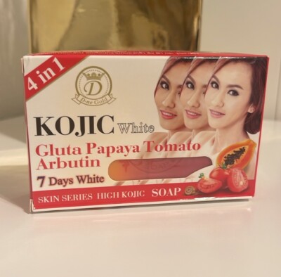 New 4 in 1 Kojic Gluta Papaya Tomato Arbutin Soap 7 Days  White Result. 1 BAR