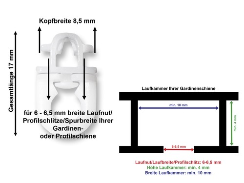 Klick Fix Gardinengleiter Faltengleiter mit geschlossener , drehbarer Öse - Picture 4 of 5