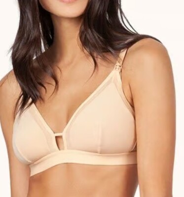 LIVELY Nude The Mesh Trim Maternity Nursing Bralette Demi! S