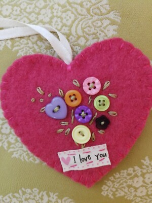 Liebesbezeichnung Valentinstag Muttertag Wollfilz Vintage Stoff Hänge Herz