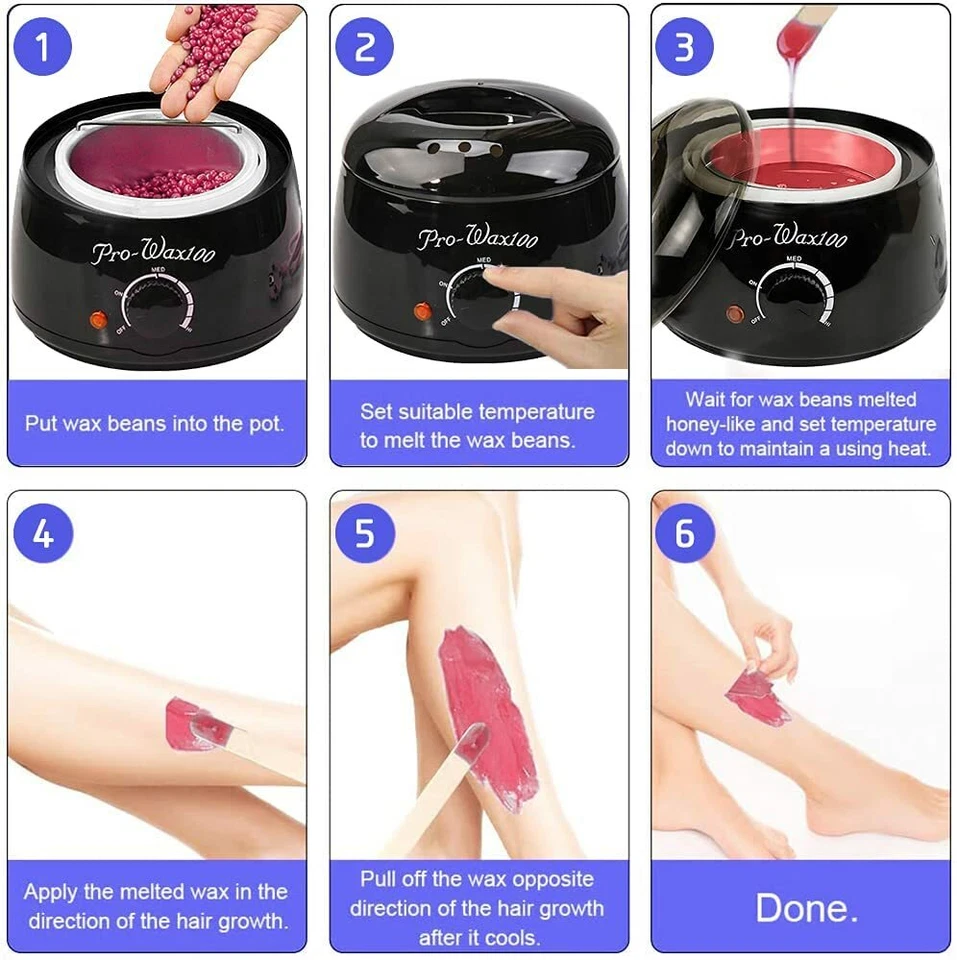 Chauffe cire 500ml Épilation à la cire + 4 paquets haricots + 10 Spatules   - Photo 3/4