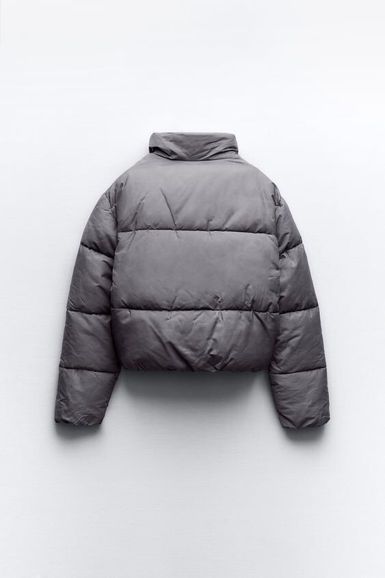 NWT ZARA WASHED EFFECT PUFFER ANORAK L $90 5320 | eBay