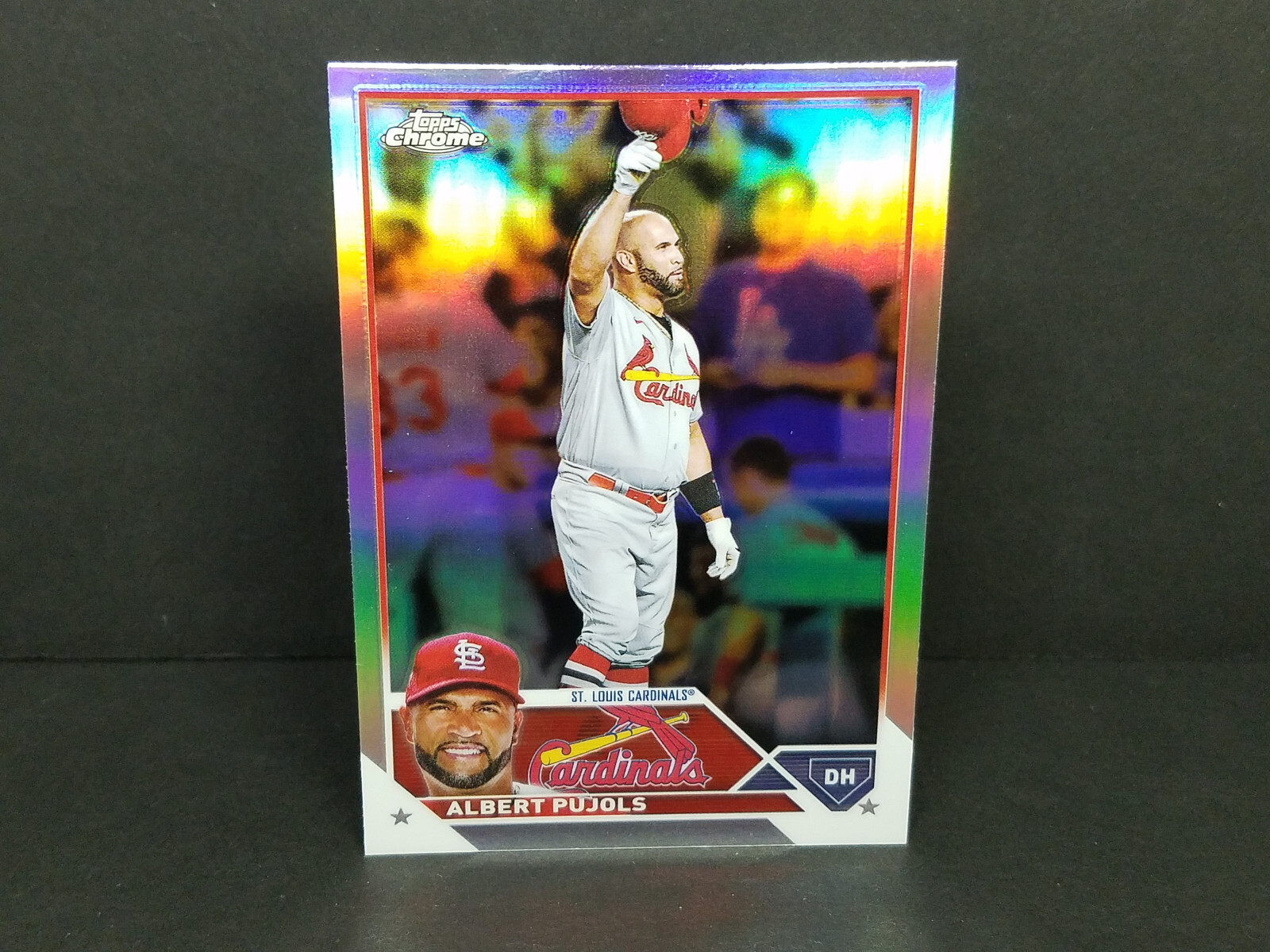 2023 Topps Chrome #143 Albert Pujols, Cardinals - Chrome Refractor Parallel