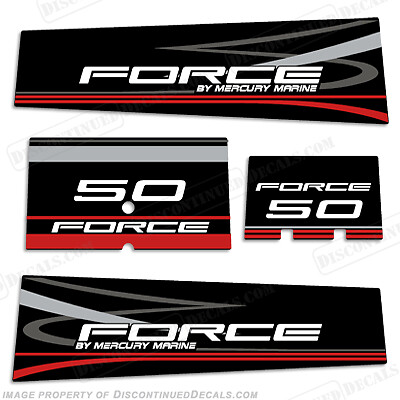 Fits Mercury Marine Force 50hp Outboard Motor Engine Decal Kit - Black - Picture 1 of 1