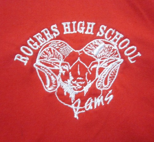 Rogers Rams ROGERS HIGH SCHOOL lrg button-down shirt Rams embroidery Toledo 1980s ...