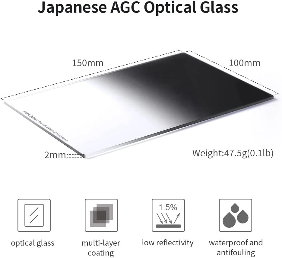K&F Concept Soft GND8 Square Filter Kit + Metal Filter Holder + 8 Adapter Rings - Image 3 of 4