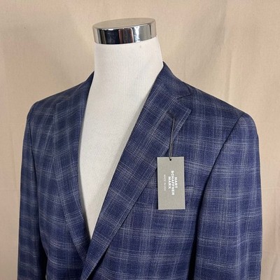NEW Hart Schaffner Marx 40R Sport Coat Wool Blend Blue Plaid Two Button Vented