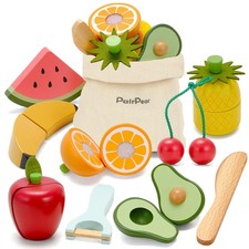 PairPear Wooden Toys Play Food Sets for Kids Kitchen, Toy child-size