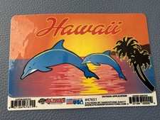 HAWAII Glossy Durable STICKER Decal Colorful Dolphins 🐬 Sunset Scene
