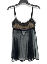 Victorias Secret Babydoll Dress Size 36C Black Sheer Tulle Lingerie Chemise VTG
