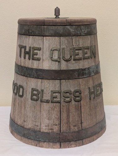 Genuine Royal Navy Rum or Grog Tub Barrel “The Queen- God Bless Her” (c.1953)