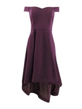 Calvin Klein Women's Off-The-Shoulder High-Low Dress (4, Aubergine) 193623466763