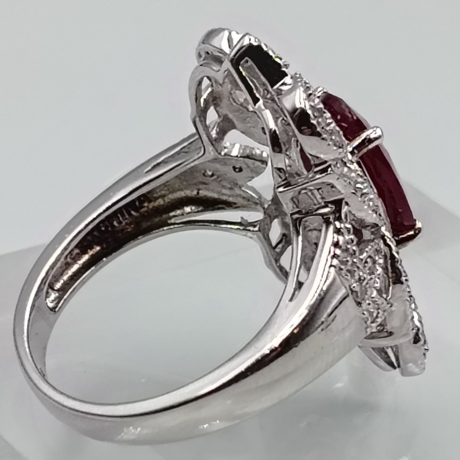 Designer Sterling Silver 925 Ruby & Diamond Ornat… - image 12