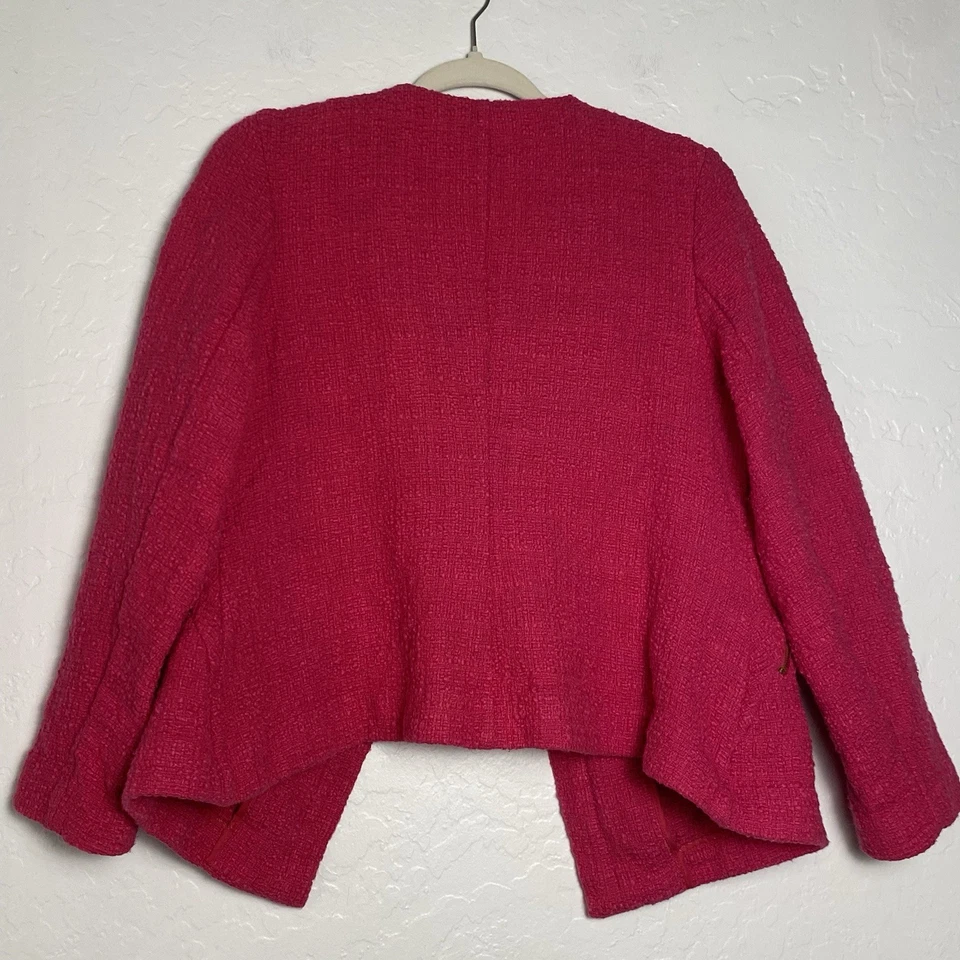 Blazer Alfani Texturizado Mujer Talla 14W Fucsia Frontal Abierto Capas Cremallera Dorada Foto 2 de 4