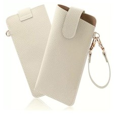 Eyeglass Case with Belt Clip Leather Solid Glasses Pouch Women 2025-beige