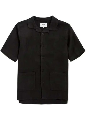 WAX LONDON Mens Ren Linen Short Sleeve Button Shirt XS Extra Small Black