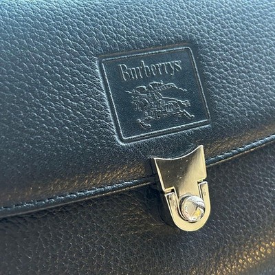 Burberry Black Cowhide Mini Boston Handbag Leather Vintage