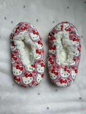Fuzzy Hello Kitty Slippers Girls 10-11