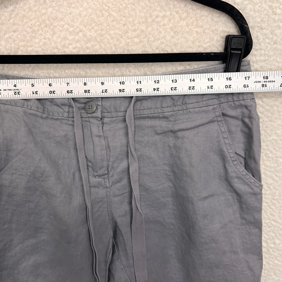 Pantalones Cortos Willi Smith 100% Lino Mujer 10 Gris Cordón Cintura Costa Playa Foto 3 de 4