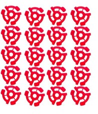 Vinyl Record Adapters 45 RPM 7 Inch Singles Plastic Inserts Red 20 PCS Kit Part