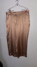 Simply Vera Vera Wang Beige Satin Pleated Pants Polyester Elastic Waist Women 16