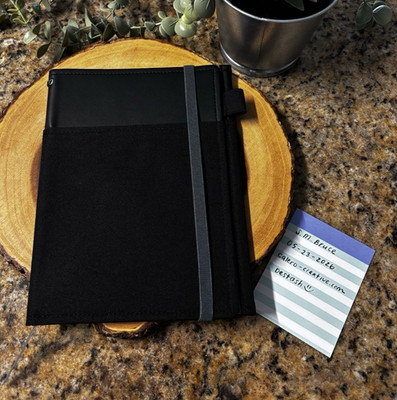 Kokuyo Systemic Folding Folio Case, Black Fabric, 11 in, Elastic Closure