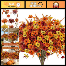 24 Bundles Fall Artificial Plants & Flowers - Outdoor Autumn Decor, Home Accent