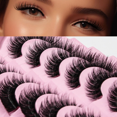 Falsche Wimpern Russian Strip Volumen 7 Paar 3D Faux Nerz Wimpern Natural Lashes
