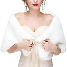 Womens Bride Wedding Faux Fur Shawl Wrap Bridal Fur Wraps and Shawls for Wome...