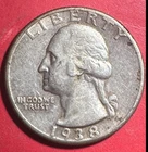 1938 US Washington SILVER Quarter! XF! Early Date! Old US Coin!