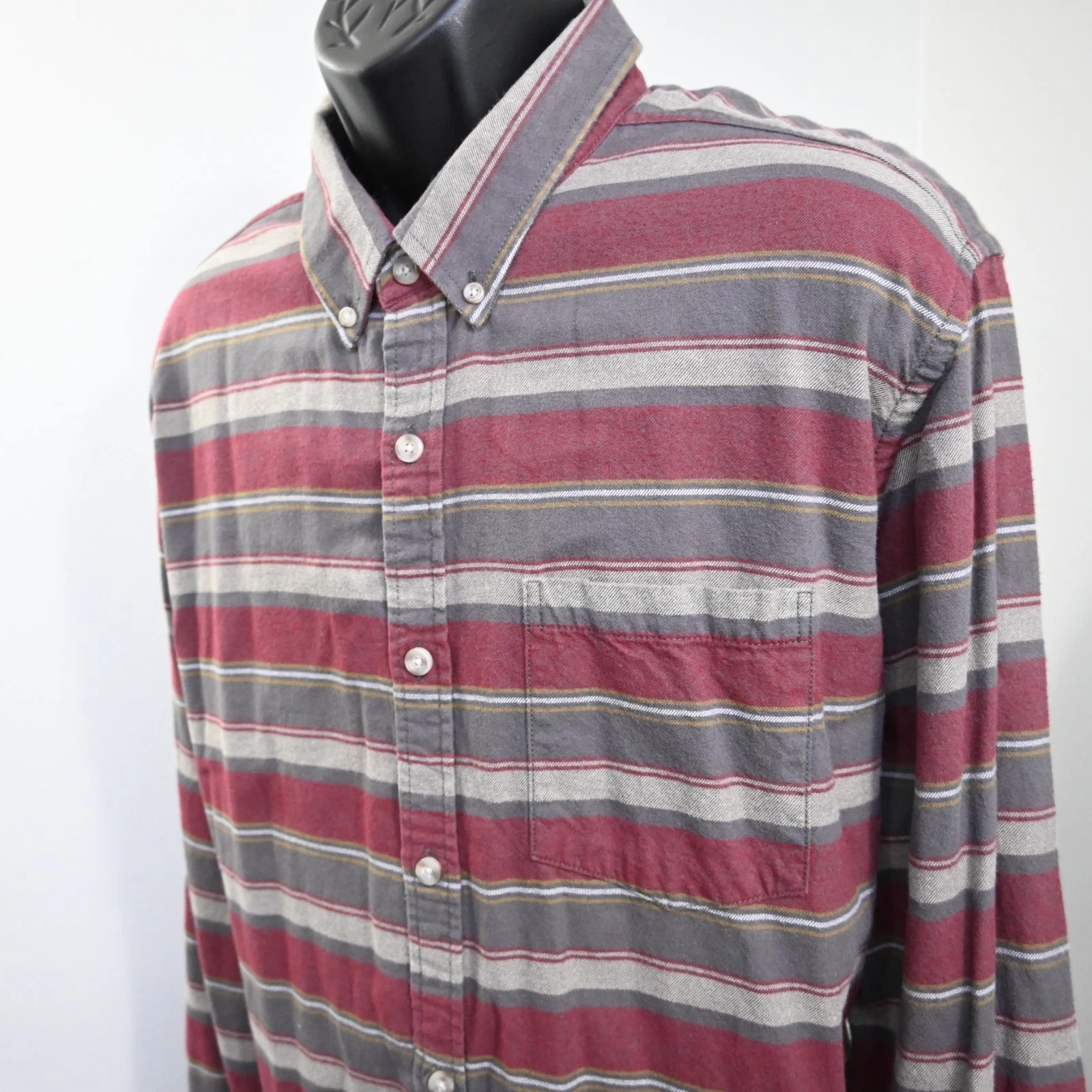 Eddie Bauer Flannel Shirt Striped Relaxed Fit Long Sleeve Button Up Mens 2XL XXL