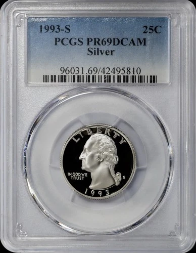 1993‑S Washington Quarter • PCGS PR69DCAM • Silver Proof • Deep Cameo • KM#A195