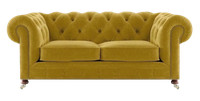 Sofa Zweisitzer Couch Gelb Wohnzimmer Chesterfield Textil Luxus Einrichtung