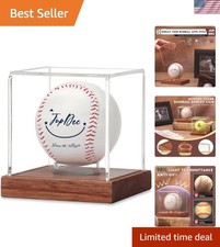 Elegant Baseball Display Case - Clear Acrylic Holder with Acacia Wood Base