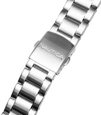 Nautica A14631G 22mm Steel Watch Bracelet Push-Button Clasp Fits N14631G NST 07