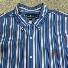 Polo Ralph Lauren Shirt Men XL Stripes Blue Green Orange Long Sleeve Button Pony