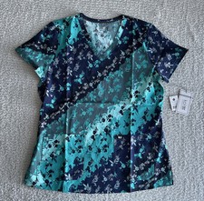Koi Next Gen Scrub Top Women  s Medium Green Energy Bias Floral Stretch Nursing