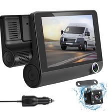 3 Channel Dash Cam Front Rear Inside, 4 inch Screen Dash Camera for Cars, 129...