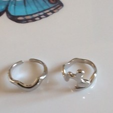 Silver Adjustable Metal Band Toe Rings Set of 2