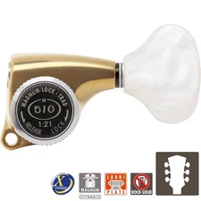 NEW Gotoh SGL510Z-WL5 MGT Locking Tuning Keys 21:1 Ratio Set 3x3, ANTIQUE X-GOLD