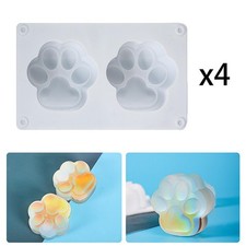 4x 3D Cane Gatto Zampa Stampo in Silicone Stampa Stampi Da Forno Craft Fare Cera