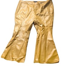 Eloquii Tan/Camel Color Faux Leather High Rise Flare Pants Size 24