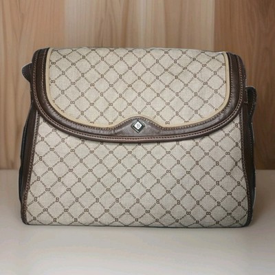 Vintage Bally Shoulder Bag Monogram Canvas with Brown Leather Made in Italy