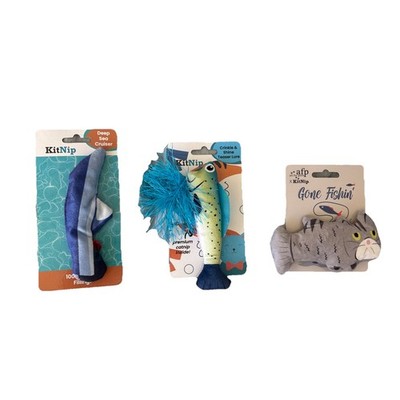 NEW KITNIP GONE FISHIN  SET OF 3 CAT TOYS