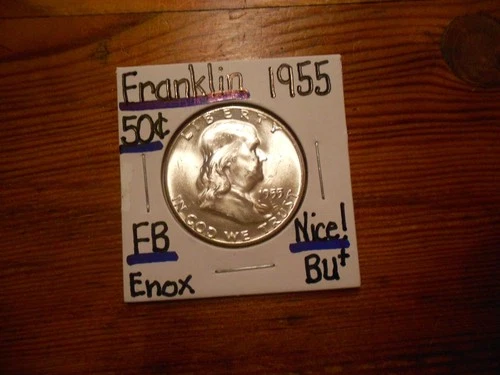 1955 silver Franklin Half Dollar BU+ BEAUTY!!! PQ!!! FBL!!! TOUGH DATE!!!!