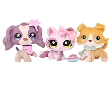 3pcs mini pet+1Pc Accessories Cocker Spaniel+Cat Figure Bobble Head Cute Gift